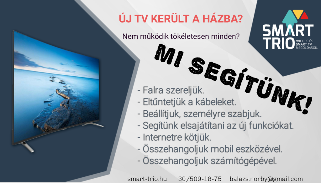 TV Falra szerelés és beüzemelés.